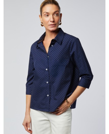 Блузка женская темно-синий-белый