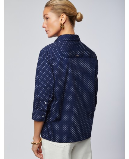 Блузка женская темно-синий-белый