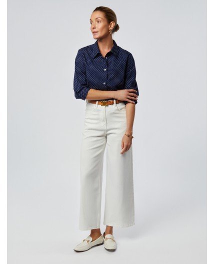 Блузка женская темно-синий-белый