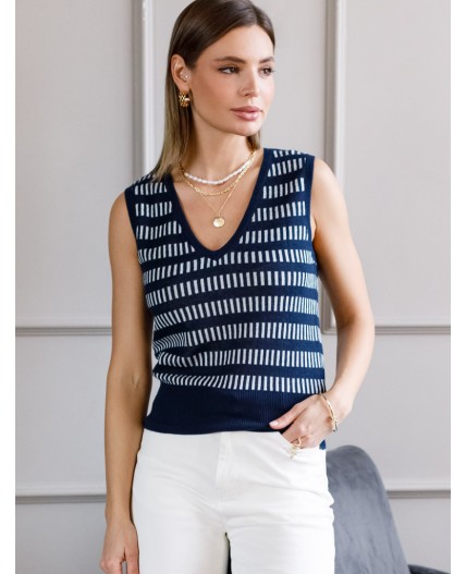 Джемпер женский синий-белый