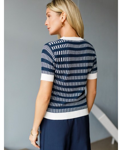 Джемпер женский синий-белый