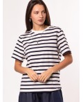 Футболка женская белый-т.синий полоса