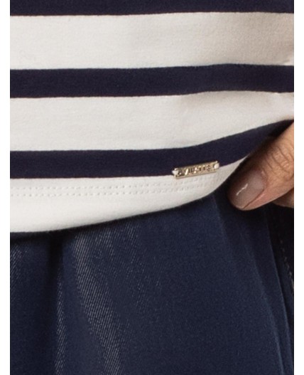 Футболка женская белый-т.синий полоса