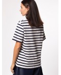 Футболка женская белый-т.синий полоса