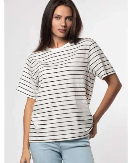 Футболка женская белый-черный полоса