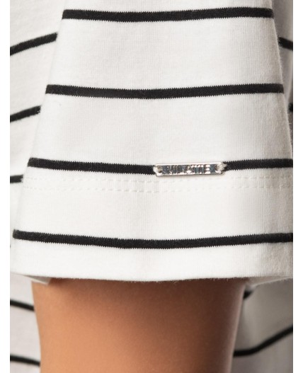 Футболка женская белый-черный полоса