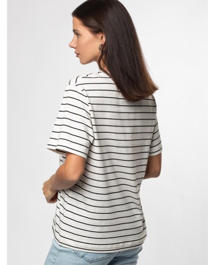 Футболка женская белый-черный полоса