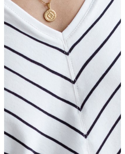 Футболка женская белый-черный полоса