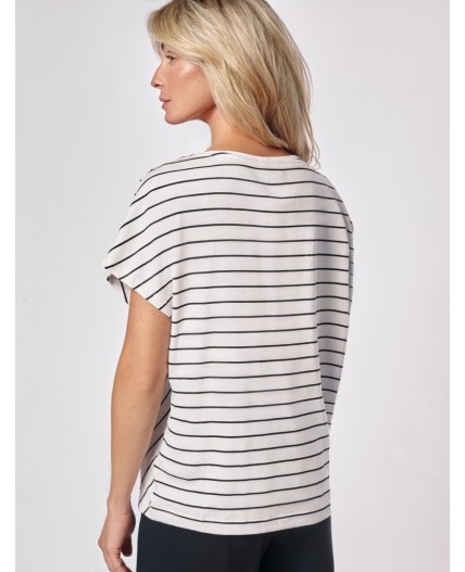 Футболка женская белый-черный полоса