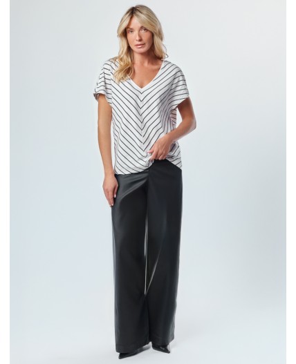 Футболка женская белый-черный полоса