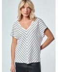 Футболка женская белый-черный полоса