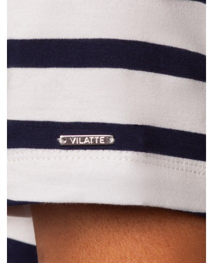 Футболка женская белый-т.синий полоса