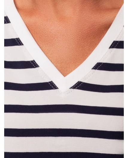 Футболка женская белый-т.синий полоса