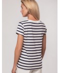 Футболка женская белый-т.синий полоса