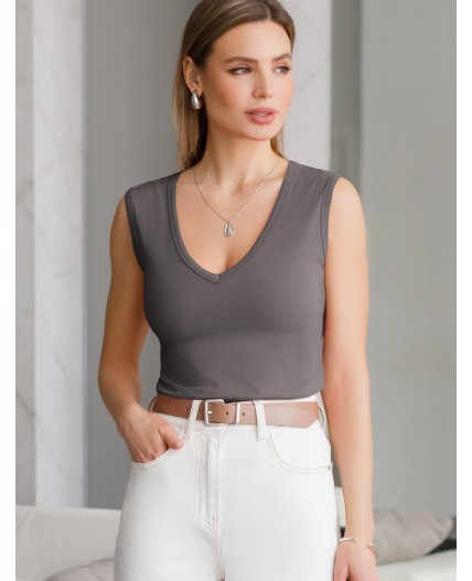 Топ женский т.серый