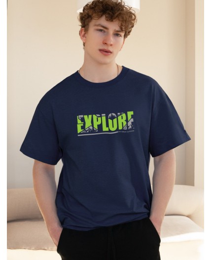 Футболка мужская т.синий_explore геометрия