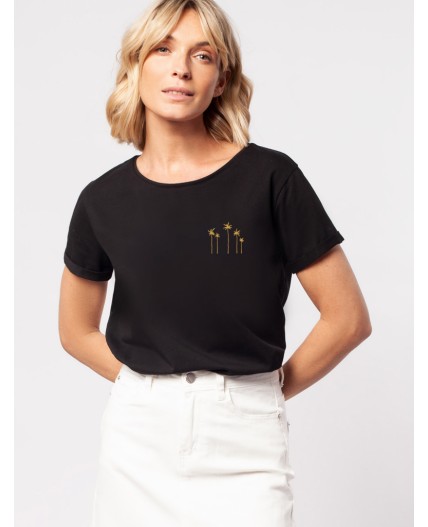Футболка женская черный_пальмы