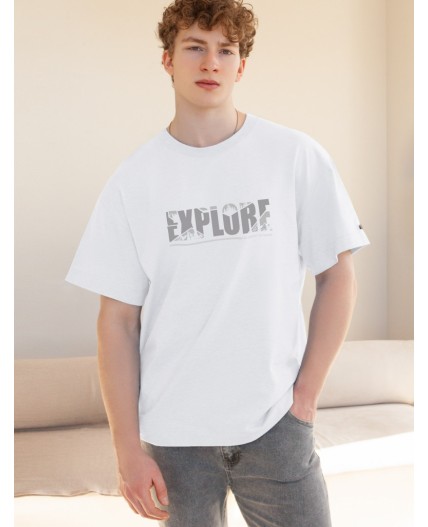 Футболка мужская белый_explore геометрия