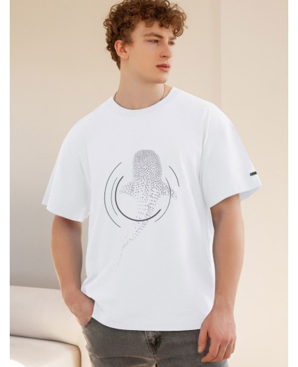 Футболка мужская белый_китовая акула