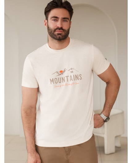 Футболка мужская овсяный меланж_горы