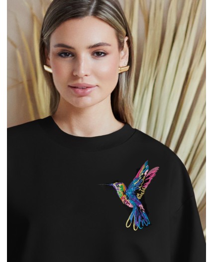 Футболка женская черный_колибри