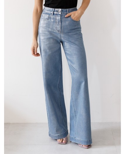 Джинсы женские голубой-серебряный