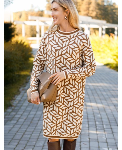 Платье вязаное женское карамельный-бежевый