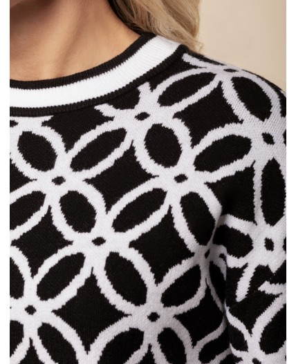 Платье вязаное женское черный-белый