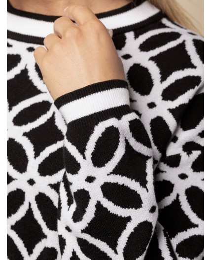 Платье вязаное женское черный-белый