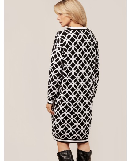 Платье вязаное женское черный-белый