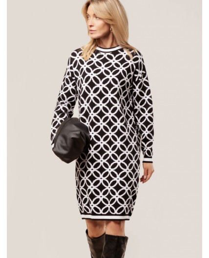 Платье вязаное женское черный-белый