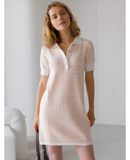 Платье вязаное женское пудровый