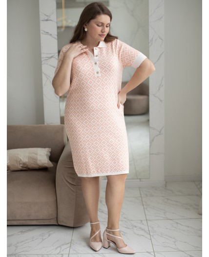 Платье вязаное женское пудровый