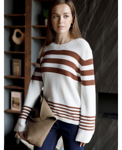 Джемпер женский белый_кофейный