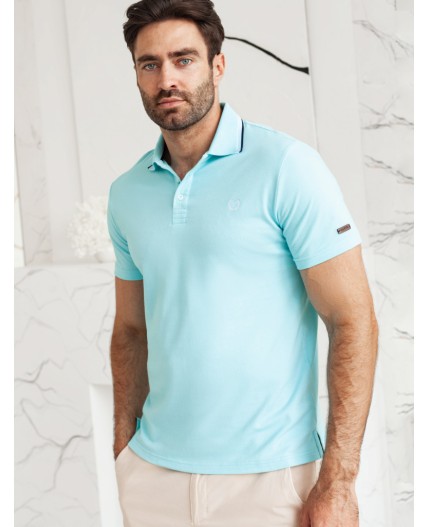 Футболка мужская лазурно-голубой с полосой