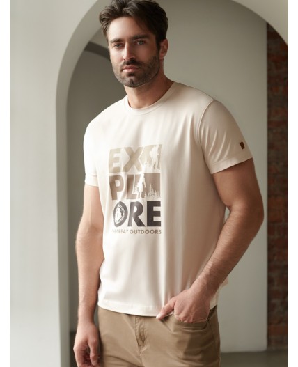 Футболка мужская бежевый_explore