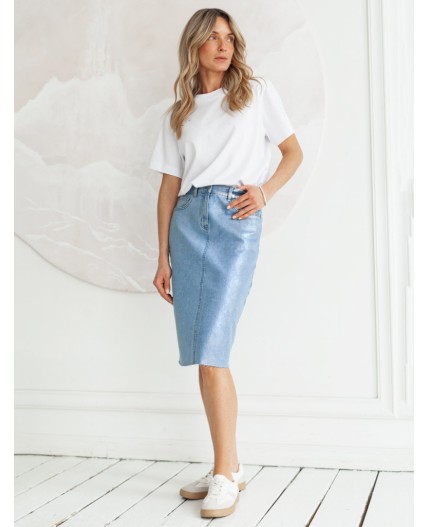 Юбка женская голубой-серебряный