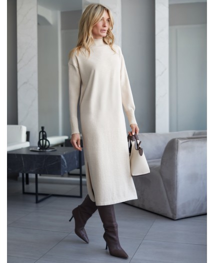 Платье вязаное женское бежевый меланж