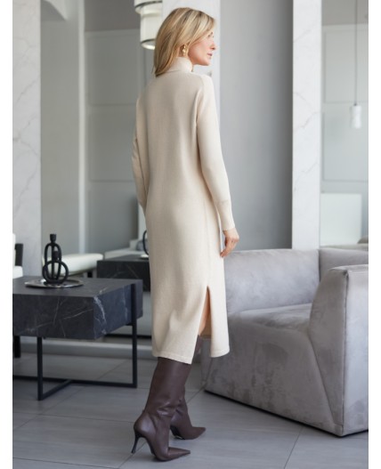 Платье вязаное женское бежевый меланж