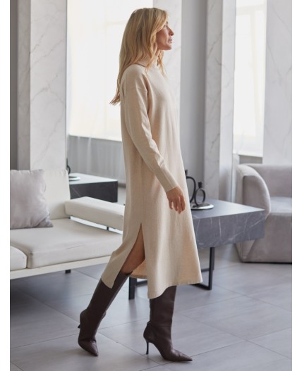 Платье вязаное женское бежевый меланж