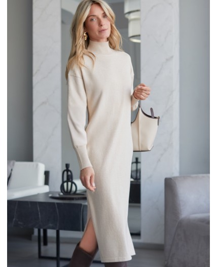 Платье вязаное женское бежевый меланж