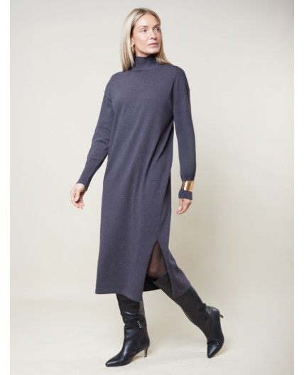 Платье вязаное женское серый меланж