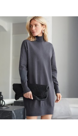 Платье вязаное женское серый меланж
