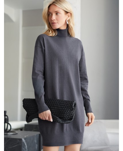 Платье вязаное женское серый меланж