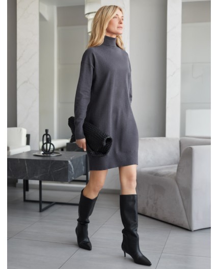 Платье вязаное женское серый меланж