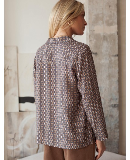 Блузка женская серый-коричневый