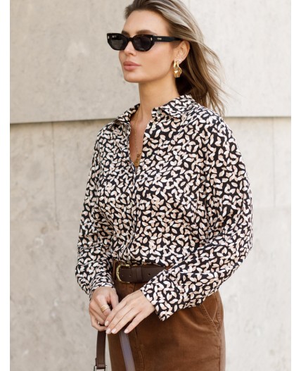 Блузка женская черный-бежевый