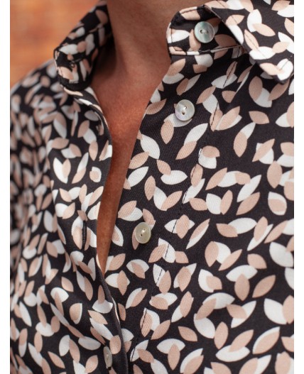 Блузка женская черный-бежевый