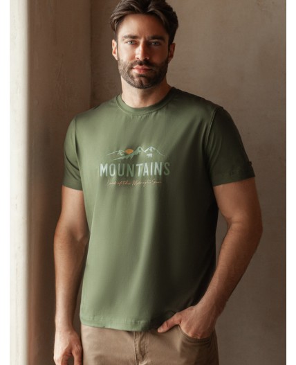Футболка мужская т.оливковый_горы