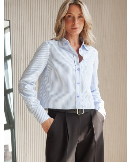 Блузка женская белый-голубой